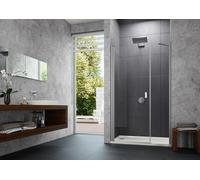 Porte battante HÜPPE Design pure x 4 angles avec partie secondaire en niche, largeur:100cm hauteur:200cm charnières à gauche et à droite, 8P7207087375, Cabines de douche: Profilé verre argent mat ESG 