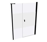 Porte battante HÜPPE Design pure x 4 angles avec partie secondaire en niche, largeur:140cm hauteur:190cm charnières à gauche et à droite, 8P7205123375, Cabines de douche: Couleur du profil Verre Black