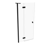 Porte battante HÜPPE SolvaPro à cadre partiel, 4 coins, avec segment fixe, fixation à gauche, largeur : 900mm, 7T0302123322, Cabines de douche: Couleur du profilé Verre noir Edition ESG clair avec ANT