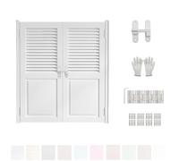 Porte Battante Persienne Rétro 2 Vantaux - Western En Bois Naturel, Installation Facile For Escalier, Salle De Bain, Cuisine, Balcon(Blanc,W:135 x H:90cm)