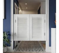 Porte Battante Placard De 90 Cm, Portes Western Bois Naturel Robuste, Rétro Porte Persienne Avec Charnières, Portes Saloon 2 Vantaux pour Escalier Salle De Bain Cuisine(Blanc,100 * 90cm)