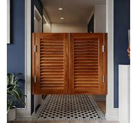 Porte Battante Placard De 90 Cm, Portes Western Bois Naturel Robuste, Rétro Porte Persienne Avec Charnières, Portes Saloon 2 Vantaux pour Escalier Salle De Bain Cuisine(Brun,80 * 90cm)