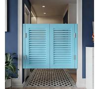 Porte Battante Placard De 90 Cm, Portes Western Bois Naturel Robuste, Rétro Porte Persienne Avec Charnières, Portes Saloon 2 Vantaux pour Escalier Salle De Bain Cuisine(Lightblue,74 * 90cm)