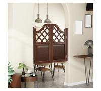 Porte Battante Placard, Porte Western Bois Naturel Robuste, Saloon 2 Vantaux, Persienne Rétro, Cloison Parlour Butler Avec Charnières，pour Escalier Salle De Bain Cuisine(A,W85xH70cm(33.46x27.55in))