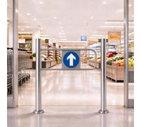 Porte Battante pour Supermarché Porte à Sens Unique pour Supermarché | Portillon de Sécurité pour Piétons à Ressort de Rappel, Barrière de Circulation Métallique(Left,Width 1m/39in)