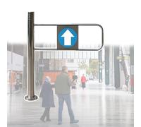 Porte Battante pour Supermarché Portillon de Sécurité Battant en Acier | Portillon à Fermeture Automatique avec Panneau à Flèche Directionnelle Bleue, Barrière de Sécurité(Left,Width 1.1m/43in)
