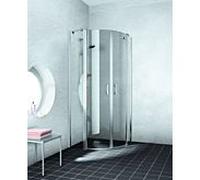 Porte battante quart de cercle Kermi Liga à panneaux fixes LIP50090201AK 90 x 200 cm, argent mat, verre trempé de sécurité transparent, pour receveur de douche