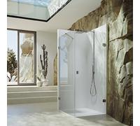 Porte battante SolvaPro sans cadre, avec paroi latérale, fixation à droite, largeur porte 500-1000mm, hauteur 1200-2000mm, largeur paroi latérale 1201-1800mm, sur mesure, 7R268255D322, Cabines de douc