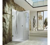 Porte battante SolvaPro sans cadre, avec paroi latérale, fixation à gauche, largeur porte 500-1000mm, hauteur 1200-2000mm, largeur paroi latérale 1201-1800mm, sur mesure, 7R2582092373, Cabines de douc