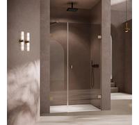 Porte battante SolvaPro sans cadre, avec partie secondaire, 4 coins, fixation à droite, largeur 700-1200mm, hauteur 1200-2000mm, sur mesure, 7R308055H322, Cabines de douche: Couleur du profil laiton V