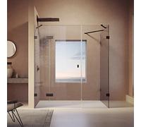 Porte battante SolvaPro sans cadre, segment fixe et paroi latérale, partie secondaire, fixation à gauche, largeur de la porte 900-1200mm, hauteur 2001-2200mm, largeur de la paroi latérale 200-1200mm,