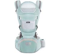 Porte Bébé Ergonomique,Porte-bébé Ventraux Dorsaux,avec Siège à Hanche,Coton Léger et Respirant,Réglable pour les Enfants/Vert
