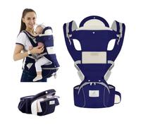 Porte Bébé Multifonctionnel Ergonomique Physiologique Avec Siège à Hanche Multi-poches Pour bébé de 0 à 36 Mois - Bleu foncé