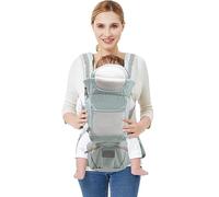 Porte Bebe Porte Bebe Naissance Kangourou Porte Bebe 6-en-1 Physiologique Porte Bébé Ajustable Panneau Arrière Amovible Pliable,Pour les Bébés de 0 à 36 Mois (vert clair)