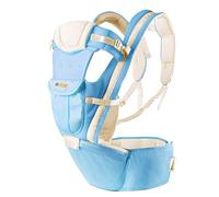 Porte Bebe, Sunzit Porte-Bébé Respirant Écharpe de Portage Carrier Pouch Ergonomique Sac à Dos Sécurité Multifonctionnel Réglable pour Nouveau-né et Petit Enfant - Bleu