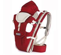 Porte Bebe, Sunzit Porte-Bébé Respirant Écharpe de Portage Carrier Pouch Ergonomique Sac à Dos Sécurité Multifonctionnel Réglable pour Nouveau-né et Petit Enfant - Rouge