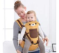 Porte Bebe, Sunzit Porte-Bébé Respirant Écharpe de Portage Carrier Pouch Ergonomique Sac à Dos Sécurité Multifonctionnel Réglable pour Nouveau-né et Petit Enfant - Jaune
