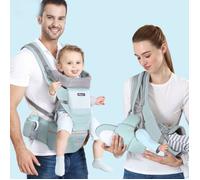 Porte Bébé,Vert Siège de Hanche Multifonction pour Bébé de 3 à 36 mois,6 en 1 Façons de Transporter,Toutes Saisons,Taille Réglable