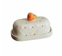 Porte-beurre Beurrier en relief forme de pêche style européen avec couvercle Plat à fromage Beurriers