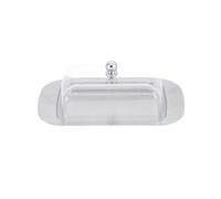 Porte-beurre Boîte à beurre en acier inoxydable, assiette de collation Restaurant occidental, bac fromage, chauffante, plat avec couvercle pour la cuisine(Transparent)