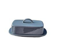 Porte-beurre Boîte à beurre en céramique grise Plat avec couvercle Petit plateau dessert Beurrier coloré sous glaçure Beurriers