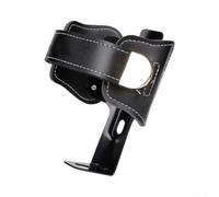 Porte-bidon réglable en cuir pour vélo, support en aluminium de style vintage pour bouteilles d'eau et tasses à café, installation facile sans perçage (noir 1)