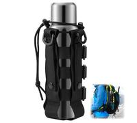 Porte-Bidon Tactique Militaire, Diamètre 7-15cm Réglable Porte Bouteille Tactique, Sac de Bouteille D'eau Pochette Militaire avec Cordon de Serrage pour La Randonnée En Plein Air, Le Camping (Noir)