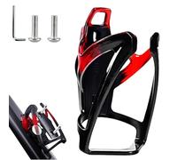 Porte-Bidon Vélo avec Support AirTag Caché, Design Latéral, Antivol avec Suivi GPS, Compatible Bouteilles 0.5-1.1L, Matériau Résistant, 4 Couleurs, Vis Antivol Incluses (Rouge-Noir)