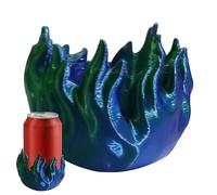 Porte-bidons pour bière - Trousse décorative imprimée en 3D avec base | Porte-bidon isolant avec motif de flamme bleue, pour bouteilles étroites de 355 ml et Noël