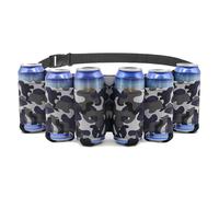 Porte-bières Ceinture, Porte-canettes pour 6 Canettes Sac Banane Ajustable avec Housse Isotherme pour Fêtes Pique-niques Camping Randonnées et Barbecues(Brcp)