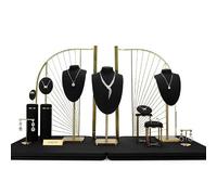 Porte-bijoux Combinaison de présentoir à bijoux en velours noir et métal | For la vitrine de bagues, boucles d'oreilles et colliers