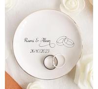 Porte-bijoux De Mariage Personnalisé Avec Le Nom Du Couple, Coupelle En Céramique Personnalisée En Forme De Cercle, Cadeau Pour Une Fête Prénuptiale, Plateau Pour Bague Fiançailles Offert Par Des Amis