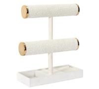 Home Deco Factory - Porte-bijoux Bouclette Double HD0572 - Blanc ivoire - 24×27,5×10 cm
