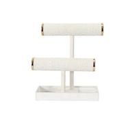 Porte-bijoux double en bouclette ivoire avec finitions dorées - -