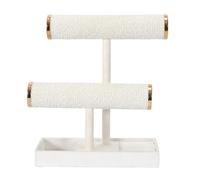 Porte-bijoux double en bouclette ivoire avec finitions dorées