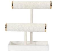 Porte-bijoux double en bouclette ivoire avec finitions dorées - - ALTOBUY Blanc