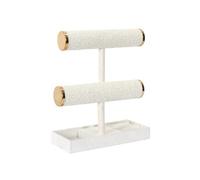 Home Deco Factory - Porte-bijoux Bouclette Double HD0572 - Blanc ivoire - 24×27,5×10 cm