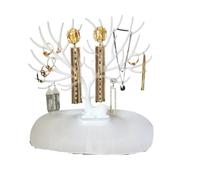 porte-bijoux en d'arbre Plateau présentoir de bijoux en corail noir et blanc, boucles d'oreilles, collier, bague, pendentif, Bracelet, rangement(White)