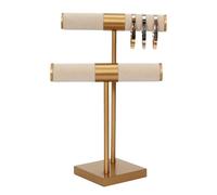 Porte-bijoux - Home Deco Factory - Double - Beige - Pied Doré - H29,5 X L21 X P14 Cm