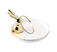 Porte-Bijoux Plat Lapin - Porte-Bague Mignon Porte-Bijoux Lapin - Porte-Bijoux Animal en céramique pour bagues Boucles d'oreilles Colliers