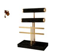 Porte Bijoux Support organisateur de bijoux à 3 niveaux, présentoir de bijoux en velours avec plateau for colliers, Bracelets, boucles d'oreilles, bagues, décoration de maison de luxe(B)