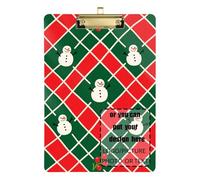 Porte-bloc à carreaux rouge et vert Merry Christmas personnalisable pour chariot élévateur à pince transparent pour enseignant infirmier, taille 9 x 12