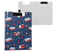 Porte-bloc à motif de camions de pompiers de dessin animé, format A4, porte-bloc avec fente pour stylo pour bureau, école
