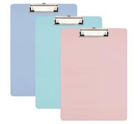Porte-Bloc A4, 3 Pièces Porte-Bloc en Carton avec Film, Clipboard avec Pince Moderne pour le Stockage de Papier, Porte-Bloc Coloré pour Notes, Formulaires, Documents et École (Pink, A4)
