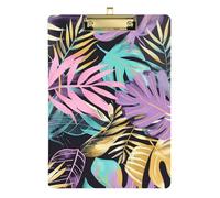 Porte-bloc A4 avec feuilles tropicales de couleur pastel pour l'école en acrylique mignon pour enseignant infirmier, taille 22,9 x 30,5 cm