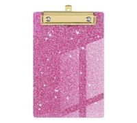 Porte Bloc A4 Avec Pince Presse-papiers à paillettes, organisateur de papier, avec Clip doré profil bas, tablette d'écriture, Flash, mémo, dossier Menu scintillant(Pink)
