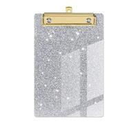 Porte Bloc A4 Avec Pince Presse-papiers à paillettes, organisateur de papier, avec Clip doré profil bas, tablette d'écriture, Flash, mémo, dossier Menu scintillant(Silver)