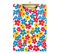Porte-bloc A4 coloré floral lumineux 12 presse-papiers imprimé trou standard pour fournitures de salle de classe pour enseignants primaire taille 22,9 x 30,5 cm