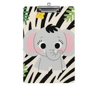 Porte-bloc A4 en acrylique - 21,6 x 31,8 cm - Motif double face - Tableau décoratif avec trou de suspension - Porte-bloc d'éléphants mignons pour enseignant, infirmière, médecin