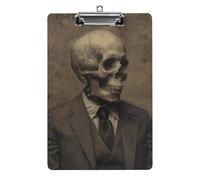 Porte-bloc A4 en acrylique - Durable et portable avec cintre en métal pour mur, peut contenir jusqu'à 100 feuilles, porte-bloc tête de mort pour enseignant, bureau, infirmière